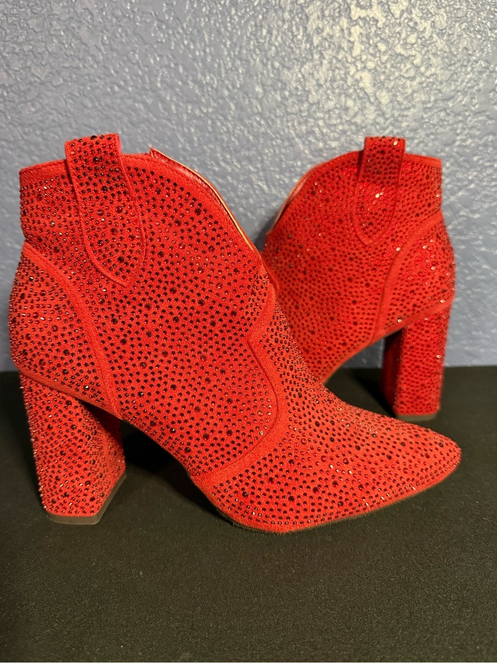 Red Rhinestone Booties